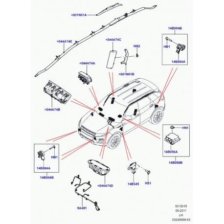 Land rover ecrou a six pans Evoque (HYH500160)