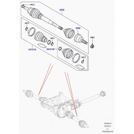 Land rover arbre de train avant Range L322 (IED500110)