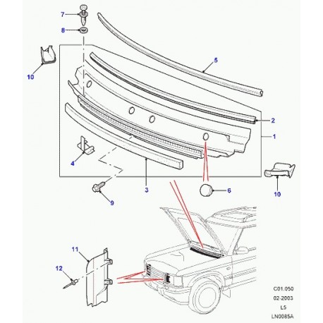 Land rover enjoliveur pare baie de pare brise gauche Discovery 2 (JAG000050)