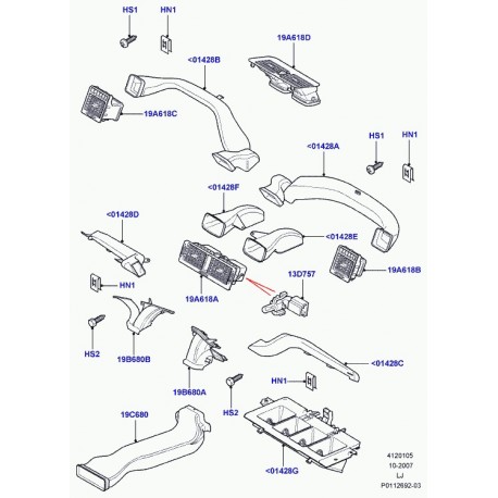 Land rover conduit climatiseur Range L322 (JBD000022PUY)