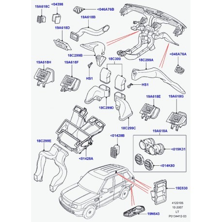 Land rover buse d'etalement d'air Range Sport (JBD500160WCQ)