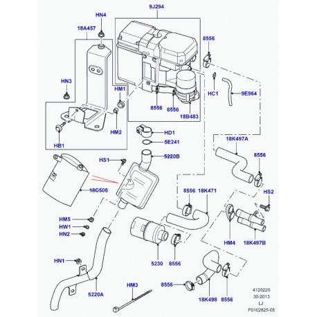 Land rover support chauffage Range L322 (JEU000040)