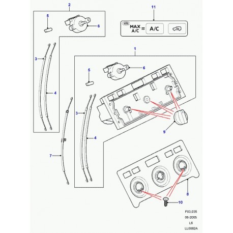 Land rover ensemble de commande chauffage Freelander 1 (JFC500300)