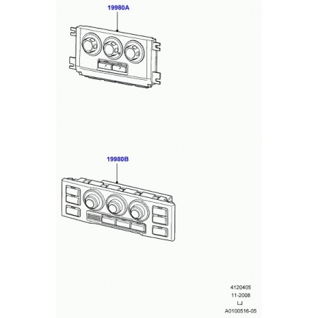 Land rover ensemble de commande chauffage Range L322 (JFC500560LZL)