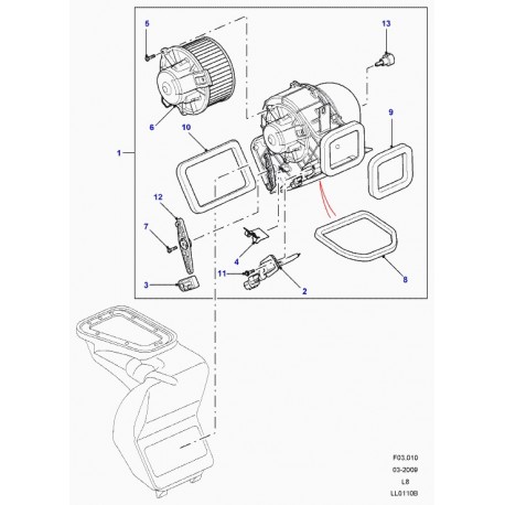 Land rover levier de commande Defender 90, 110, 130 (JFQ500010)