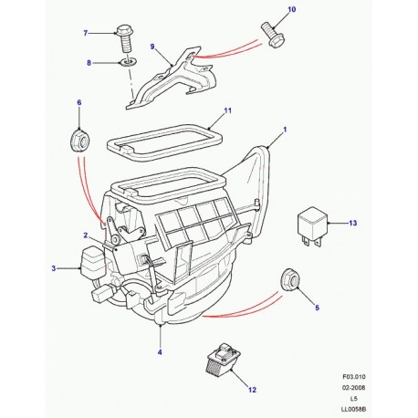 Land rover interrupteur climatiseur Discovery 2 (JGN100010)