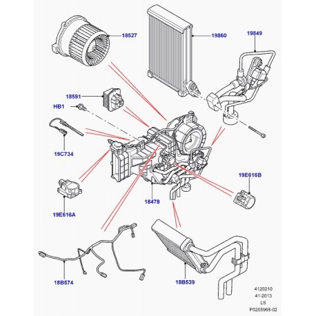 Land rover interrupteur ventilation chauffage Discovery 3 (JGN500010)