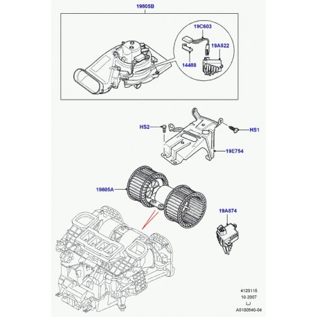 Land rover levier de commande Range L322 (JGO000010)