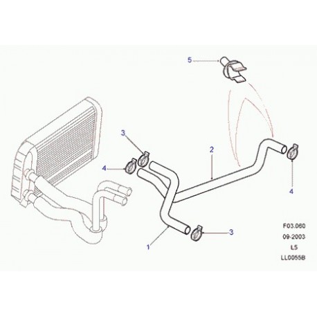 Land rover durite de chauffage Discovery 2 (JHB000060)