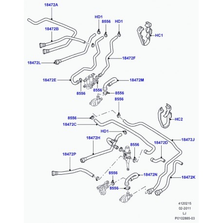 Land rover tuyau flexible Range L322 (JHB000230)