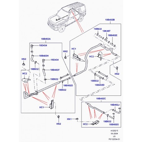 Land rover tuyau a eau chaude Discovery 3 (JHB500036)