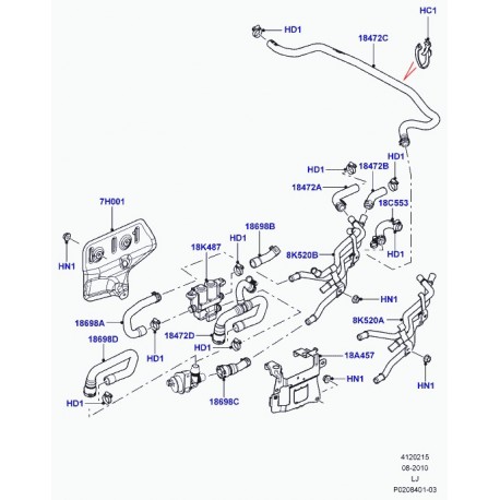 Land rover tuyau flexible Range L322 (JHB501090)