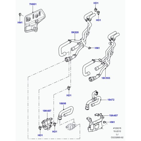 Land rover tuyau flexible Range L322 (JHB501150)