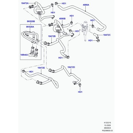 Land rover tuyau flexible Range L322 (JHB501160)