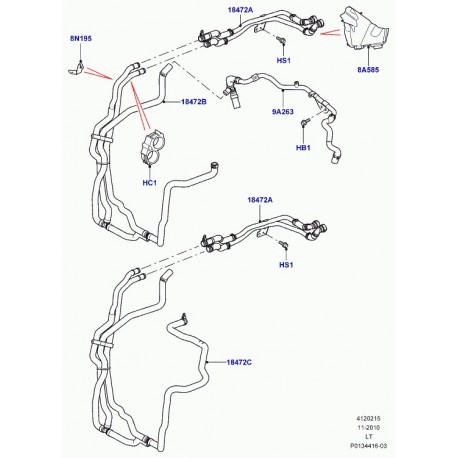 Land rover tuyau flexible avec raccord Discovery 3, Range Sport (JHB501670)