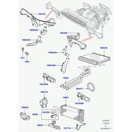 Land rover corps-evaporateur climatisation Range L322 (JQB000160)