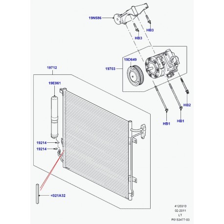 Land rover condenseur Range Sport (JRB500140)