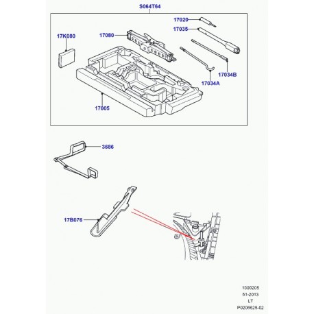 Land rover barre de manoeuvre cric Discovery 3, Range Sport (KAH500012)