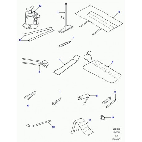 Land rover levier cric Defender 90, 110, 130, Range P38 (KAH500060)