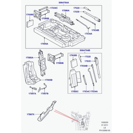 Land rover sangle de fixation jeu d'outils Discovery 3 (KBC500010)