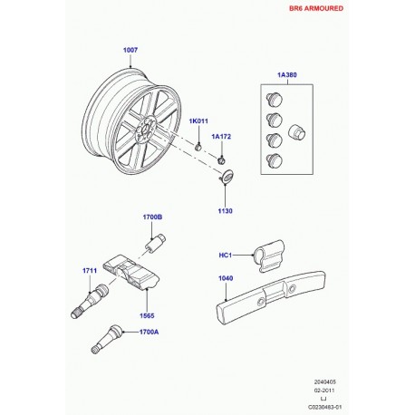 Land rover adaptateur ecrou inviolable/roue Range L322 (KBM000020)