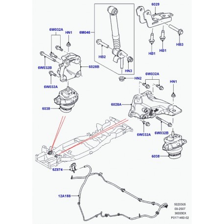 Land rover support fixation avant de moteur Range Sport (KKB500602)