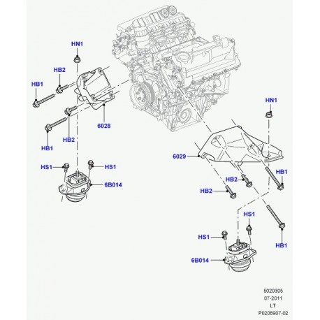 Land rover support fixation de moteur avant Range Sport (KKB500630)