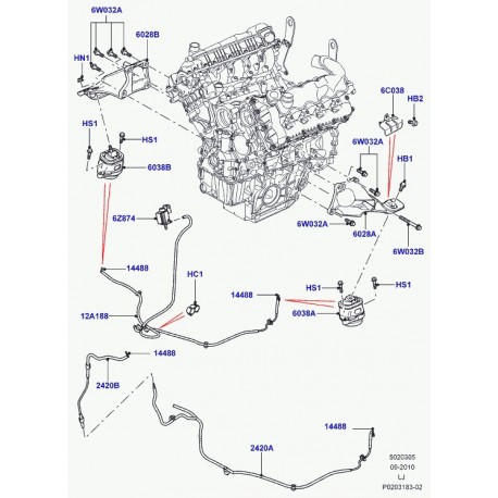 Land rover support suspension de moteur droit Range L322 (KKB500740)