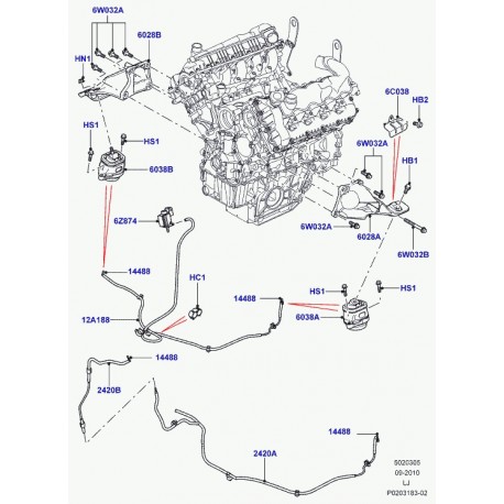 Land rover support suspension de moteur Range L322 (KKB500740)