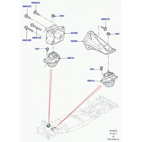 Land rover Support moteur avant  Discovery 3, Range Sport (KKB500760)