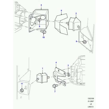 Land rover support fixation transmission Defender 90, 110, 130 (KQE500050)