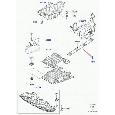 Land rover bouclier protecteur inf. de moteur Range L322 (KRB500180)