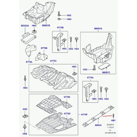 Land rover bouclier protecteur inf. de moteur Range L322 (KRN500130)