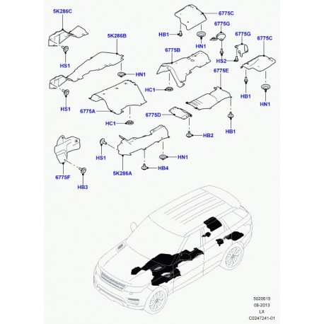 Land rover ecran compartiment moteur Range L405,  Sport (KRO500380)