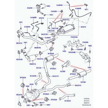 Land rover support suspension tuyau d'echappement Discovery 3, Range Sport (KVU500320)