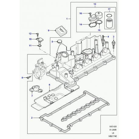 Land rover couvercle arbre a cames Freelander 1 (LDR000230L)