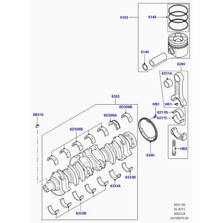 Land rover coussinet arbre a cames Freelander 1 et Range L322 (LEB102110L)