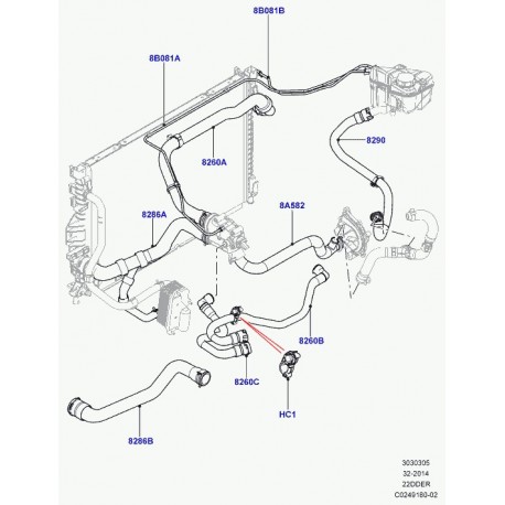 Land rover flexible circuit refroidissement Evoque (LR000943)