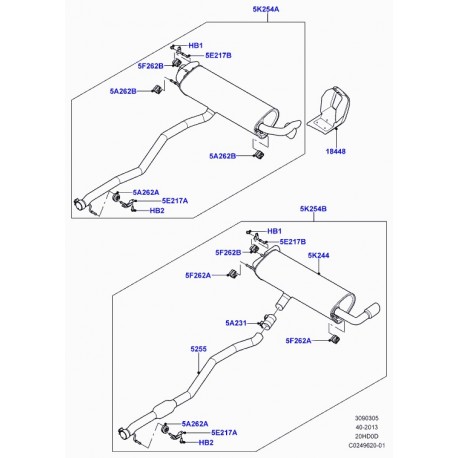 Land rover collier de serrage échappement Evoque (LR000953)