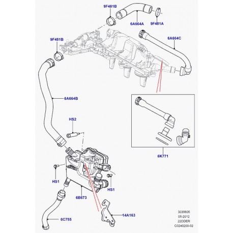 Land rover tube d'huile refroidisseur huile Evoque (LR000994)