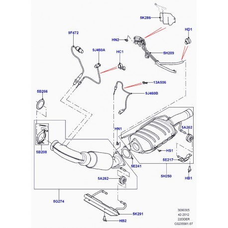 Land rover collier de serrage échappement Evoque (LR001115)