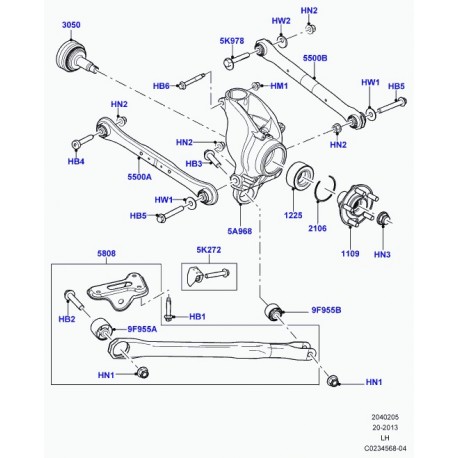 Land rover bras de suspension arriere droit Evoque (LR001175)