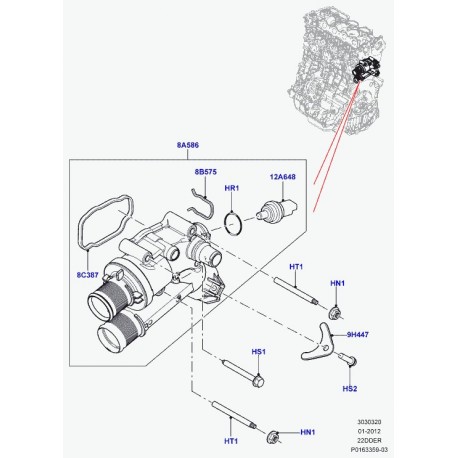 Land rover boitier thermostat Discovery Sport,  Freelander 2,  Evoque (LR001312)