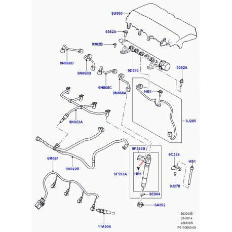 Land rover bague de maintien injecteur Evoque (LR001331)