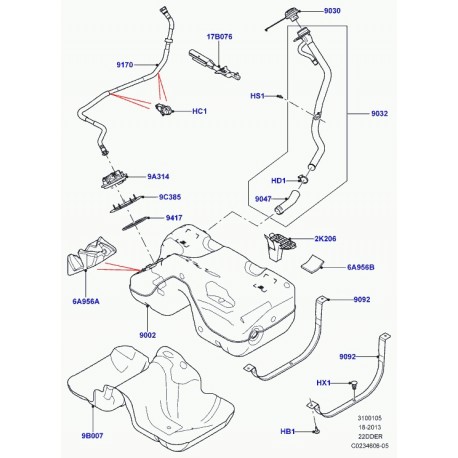 Land rover collier tube alimentation combustible Evoque (LR001736)