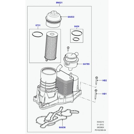 Land rover filtre à huile Range L322,  Sport (LR002338)