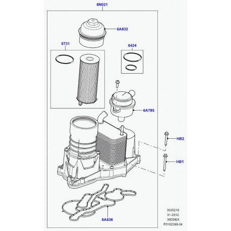 Land rover joint refroidisseurd'huile Range L322,  Sport (LR002342)