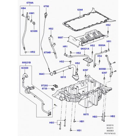 Land rover joint carter d'huile Range L322,  Sport (LR002438)