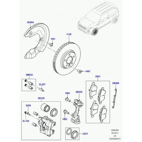 Land rover ressort etrier de frein avant Evoque (LR002526)