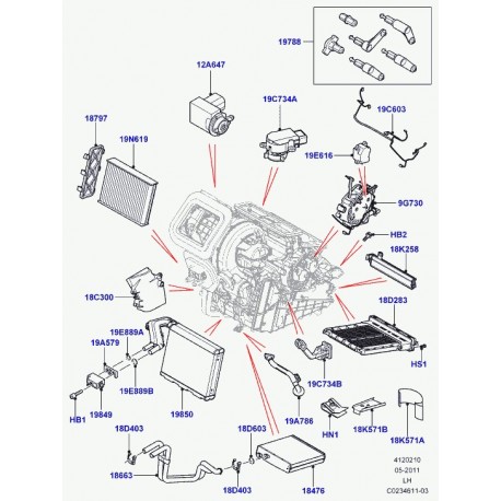 Land rover chapeau ventilateurde chauffage Evoque (LR002648)